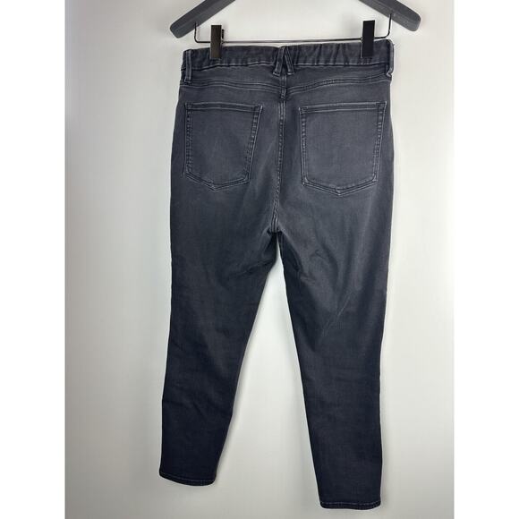 Good American Good Waist Ripped High Waist Crop Jeans Distressed Black Size 14 - Picture 9 of 12